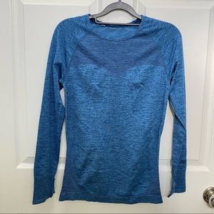 NWOT MyProtein Heather Blue Full Length Long Sleeve Workout Seamless Shirt